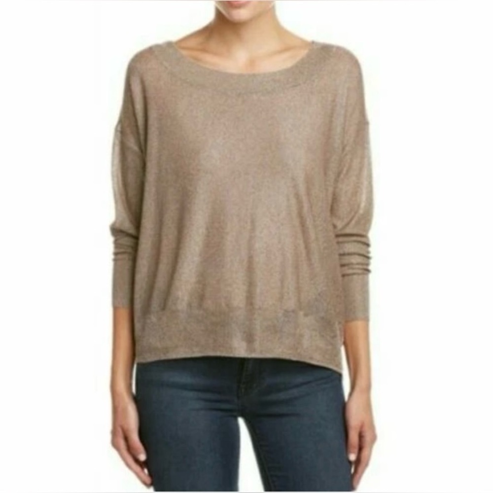 FREE PEOPLE‎ Fairy Dust Pullover M Brown Draped Back Holiday Date Night